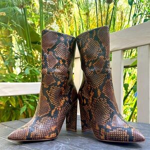 Aldo Brown Snakeskin Mid Calf Boots
